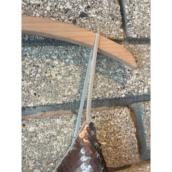 Vintage Bronze Sequin Slip Dress With Spaghetti Straps & Chevron Pattern - Picture 5 of 11